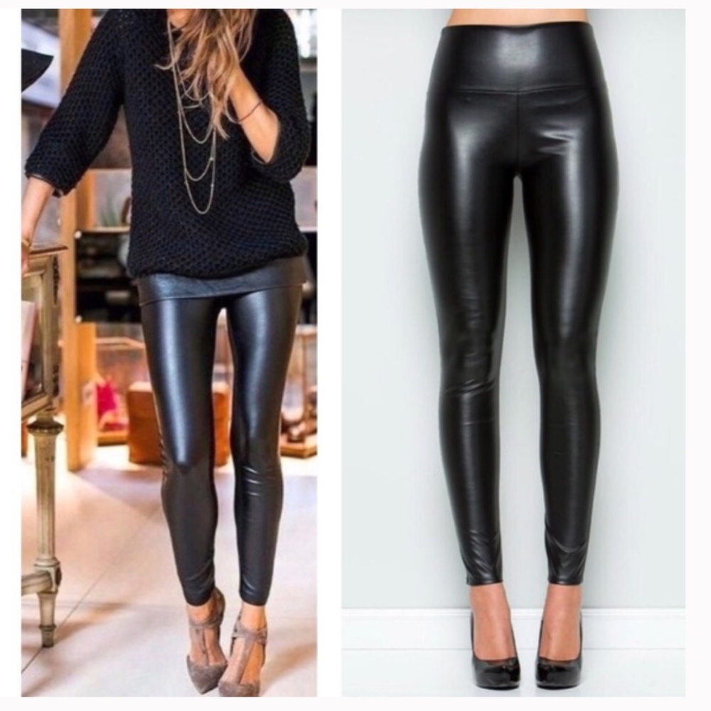 Black Faux Leather High Waist Leggings